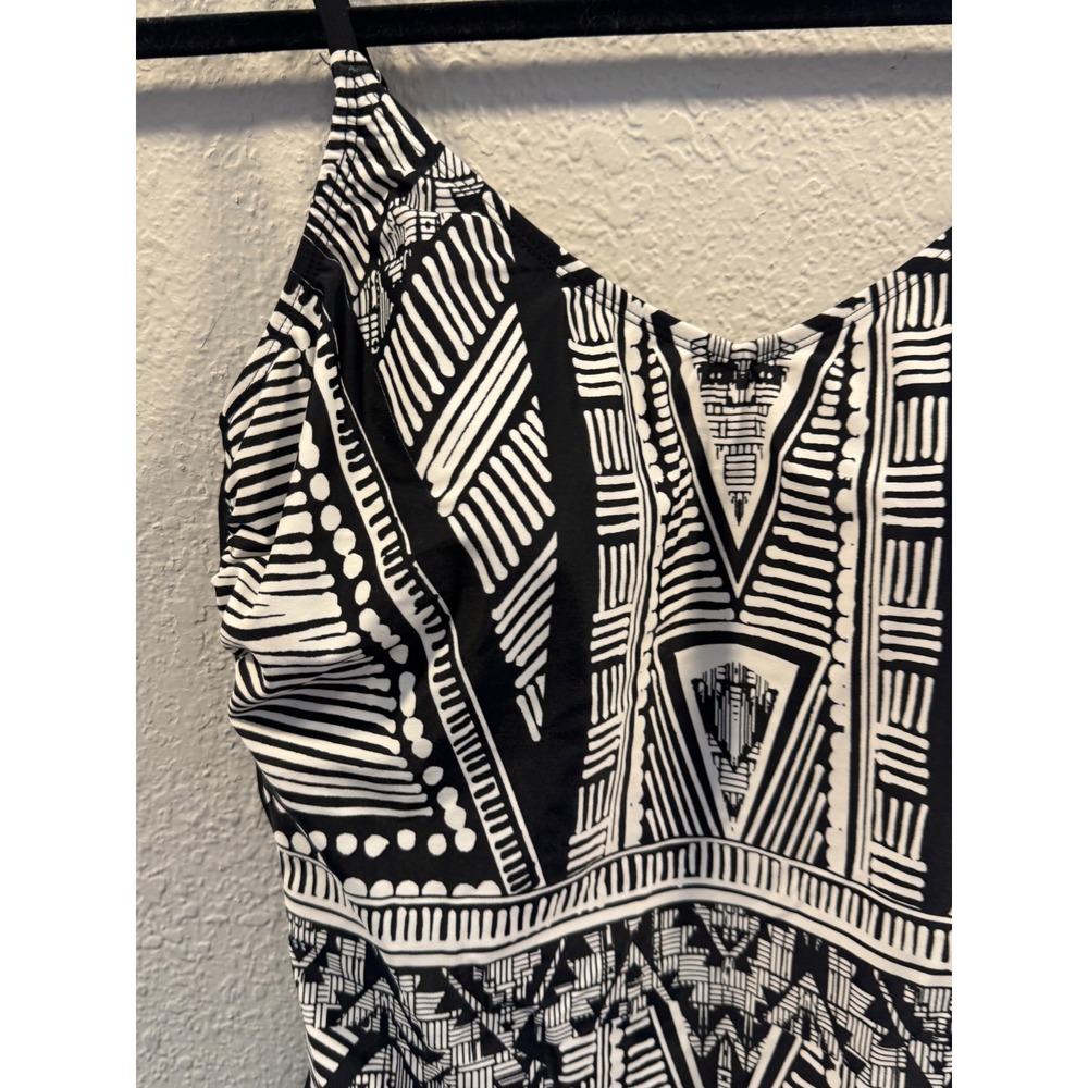 Sonnet Shores Womens Black White Geometric Tribal One Piece Swimsuit Size 14 - Picture 2 of 8